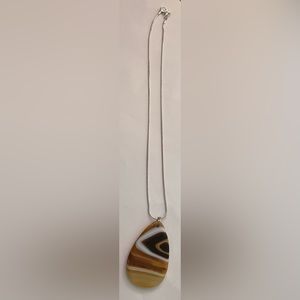 Brown Agate Cabochon Stone necklace—- gorgeous in the light